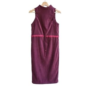 NICHOLAS COUTTS Burgundy Purple Shift Dress with Draw String Waist, Size Small